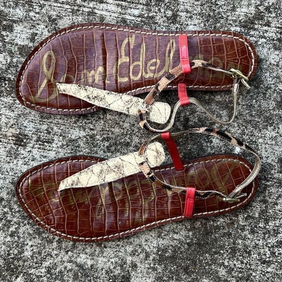 Sam Edelman Women's Gigi Thong Flat Sandals T-Strap Leather Size‎ 6.5 - Picture 4 of 6